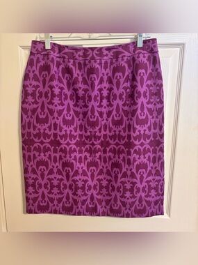 Semantiks Fuchsia & Plum Damask Pencil Skirt
